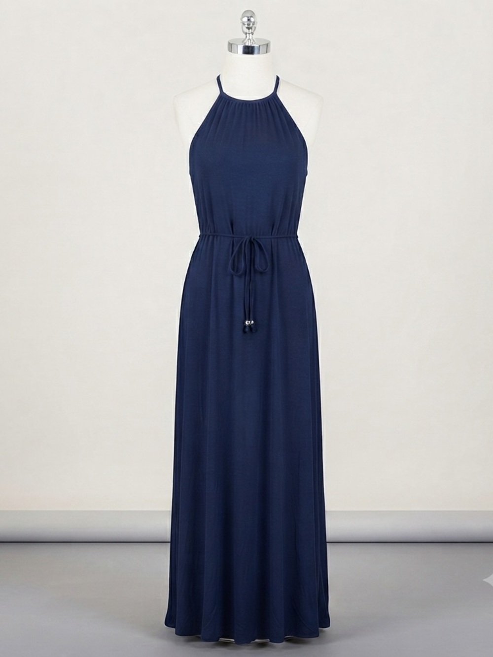 Vintage Victoria's Secret Halter Drawstring Maxi Dress Navy Blue S / P